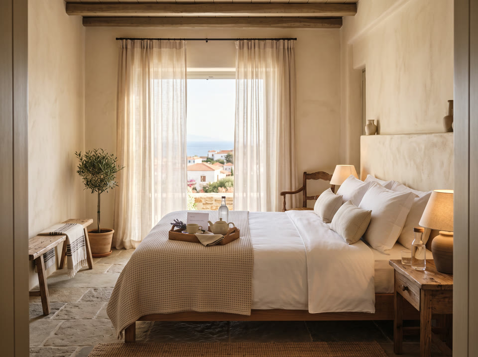 Habitación de un alojamiento turístico preparada para huéspedes