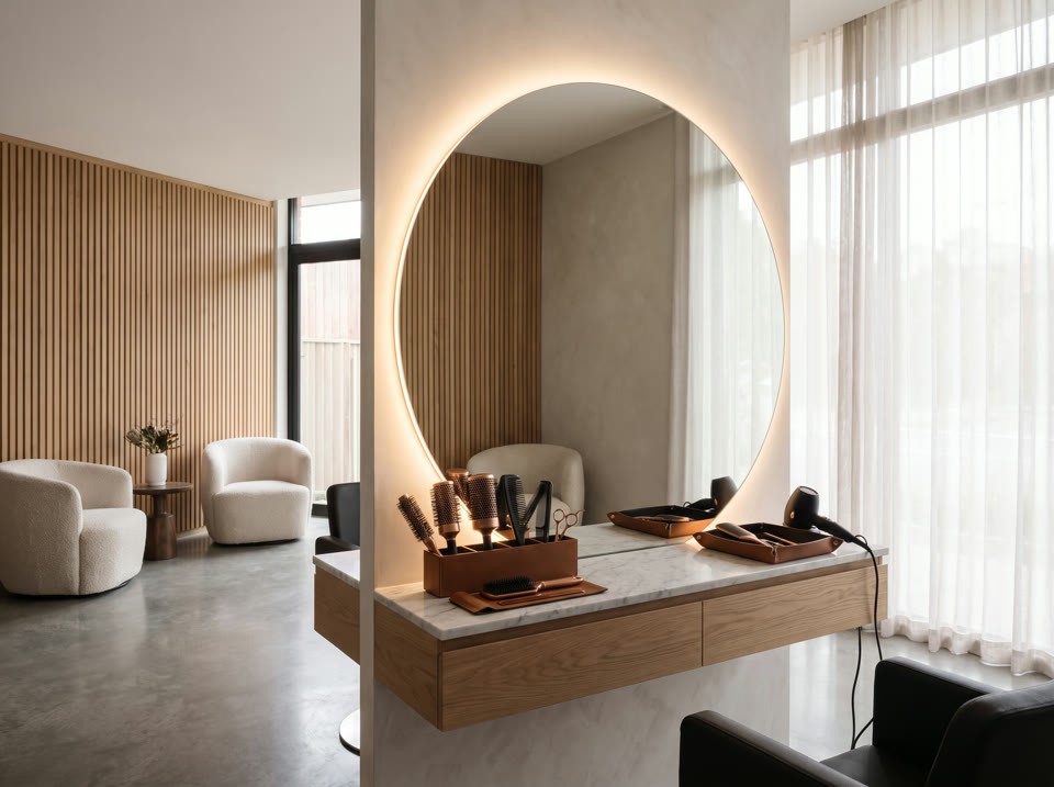 Interior de una peluquería y centro de estética